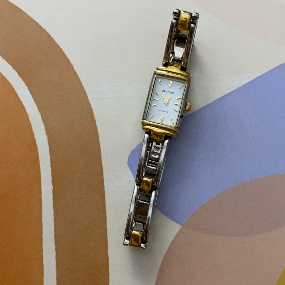 Vintage silver watch with gold detail